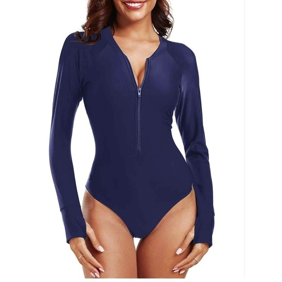 RELLECIGA Other - NWT Relleciga One Piece Long Sleeve Rash Guard UV Protection Swimsuit Large